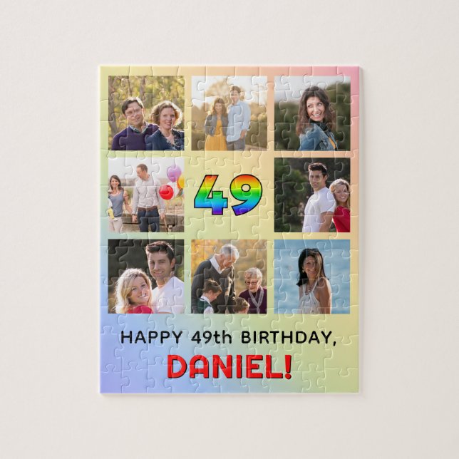Puzzle 49e anniversaire : Arc-en-ciel amusant #, Nom pers (Vertical)