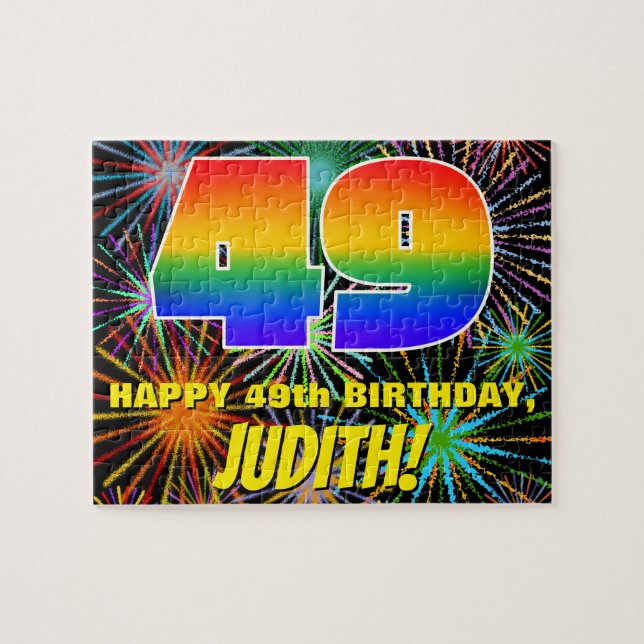 Puzzle 49e anniversaire : Feu d'artifice festif amusant e (Horizontal)