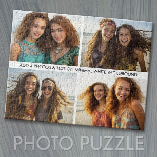 Puzzle 4 Collage de photos horizontales - 1 ligne de text