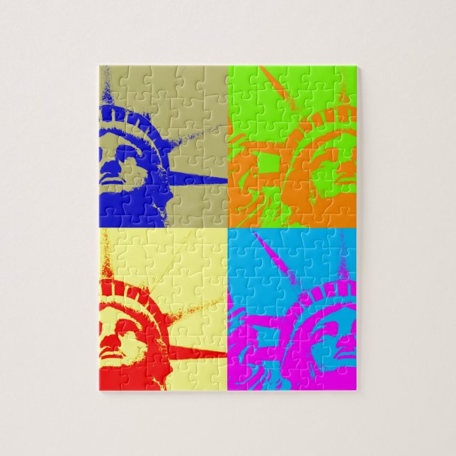 Puzzle 4 Couleur Pop Art Lady Liberty (Vertical)