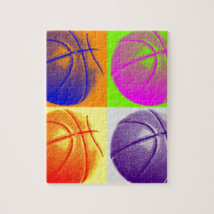 Puzzle 4 couleurs Pop Art Basketball