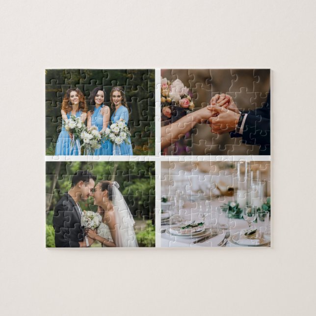 Puzzle 4 Photos de mariage préférées en collage (Horizontal)