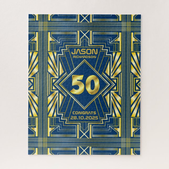 Puzzle 50e anniversaire Art Déco Gold Blue Great Gatsby (Vertical)