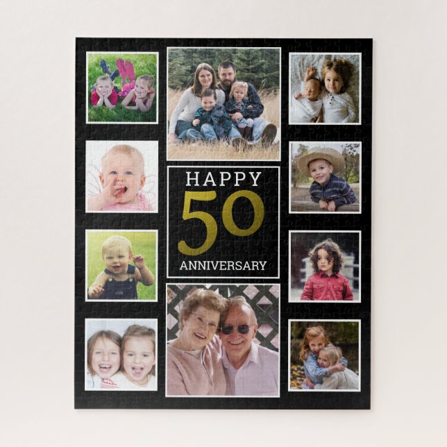 Puzzle 50e anniversaire de l'Mariage d'or Collage de phot (Vertical)