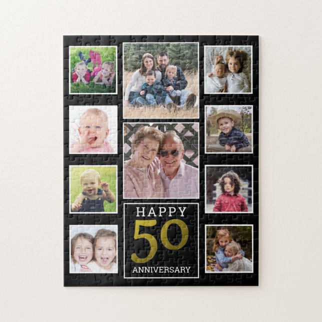 Puzzle 50e anniversaire du Mariage 10 photo Collage (Vertical)