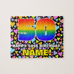 Puzzle 50e anniversaire — Formes de coeur amusantes et ai