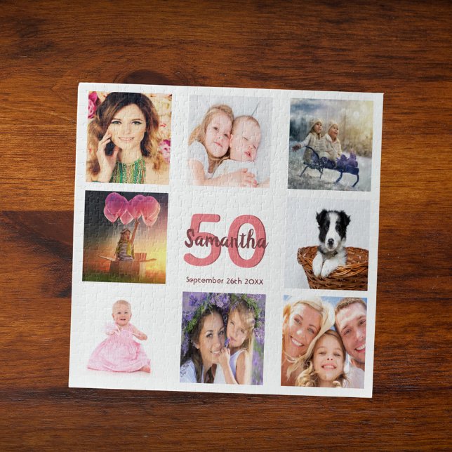Puzzle 50e anniversaire photo collage femme blanc (Créateur téléchargé)