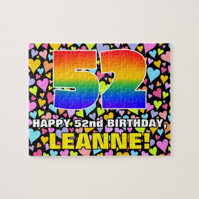 Puzzle 52e anniversaire — Formes de coeur amusantes et ai (Horizontal)