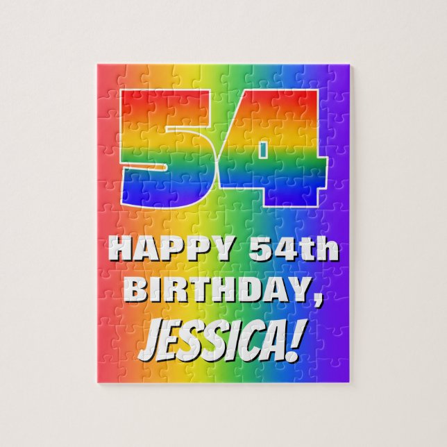Puzzle 54e anniversaire : coloré, amusant Motif arc-en-ci (Vertical)