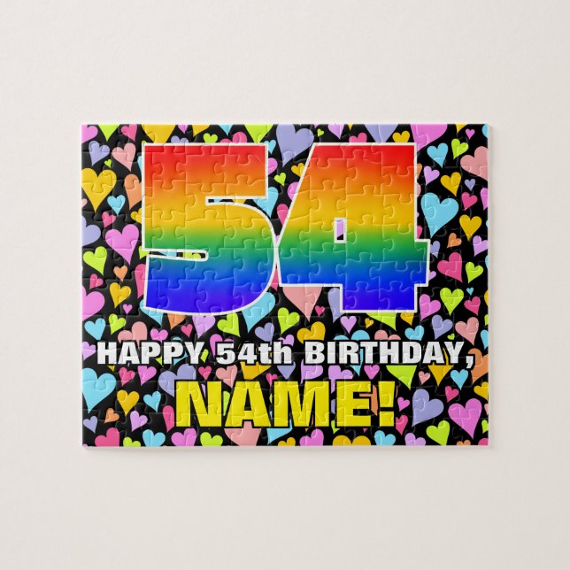 Puzzle 54e anniversaire — Formes de coeur amusantes et ai (Horizontal)