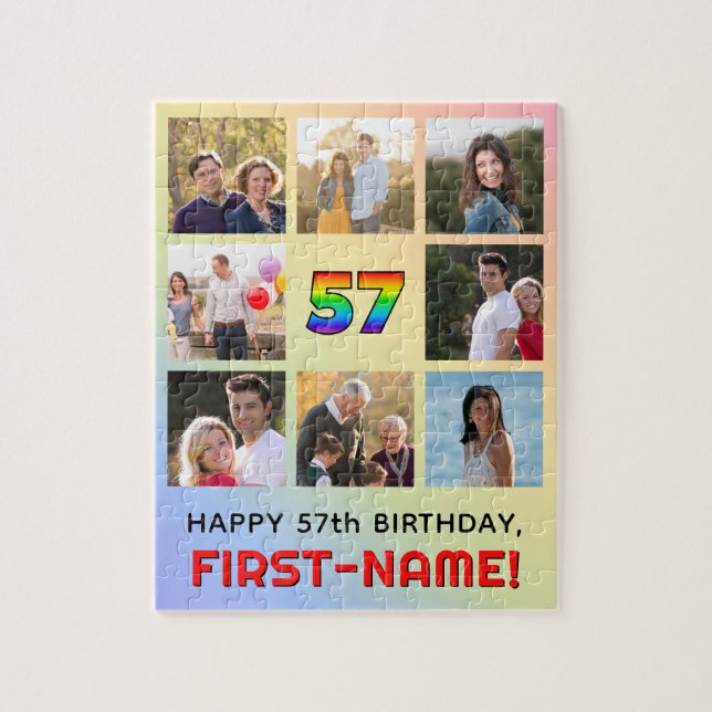 Puzzle 57e anniversaire : Arc-en-ciel amusant #, Nom pers (Vertical)