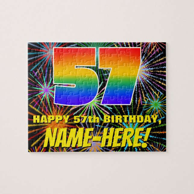 Puzzle 57e anniversaire : Feu d'artifice festif amusant e (Horizontal)