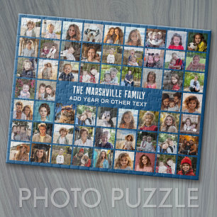 Puzzle 58 Grille de collage de photos avec texte - bleu