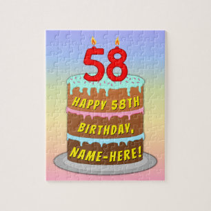 Puzzle 58e anniversaire : Fun Cake and Candles + Nom pers