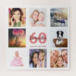 Puzzle 60e anniversaire photo collage femme blanc