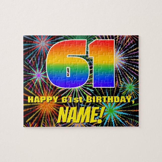 Puzzle 61e anniversaire : Feu d'artifice festif amusant e (Horizontal)