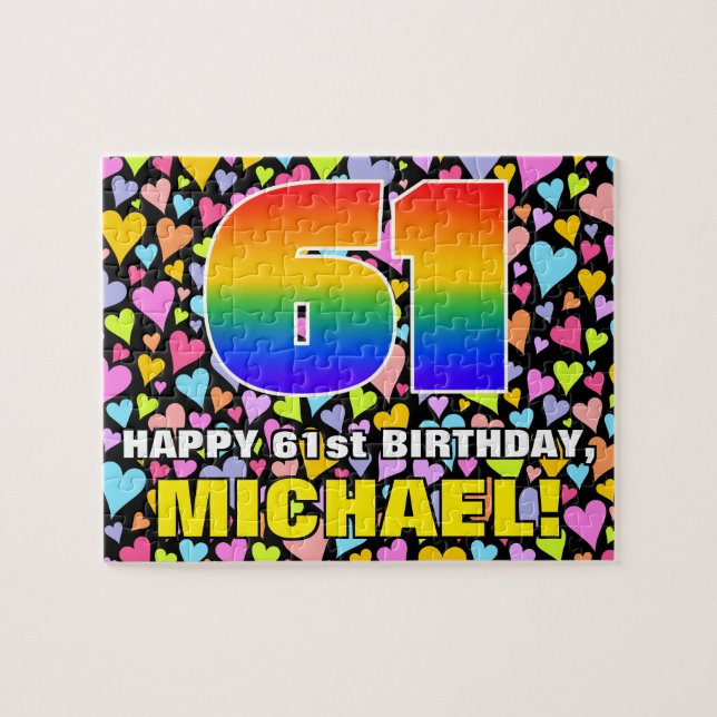 Puzzle 61e anniversaire — Formes de coeur amusantes et ai (Horizontal)