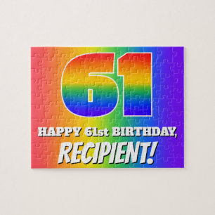 Puzzle 61e anniversaire — Motif Rainbow multicolore "61"