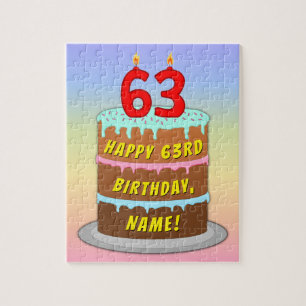 Puzzle 63e anniversaire : Fun Cake and Candles + Nom pers