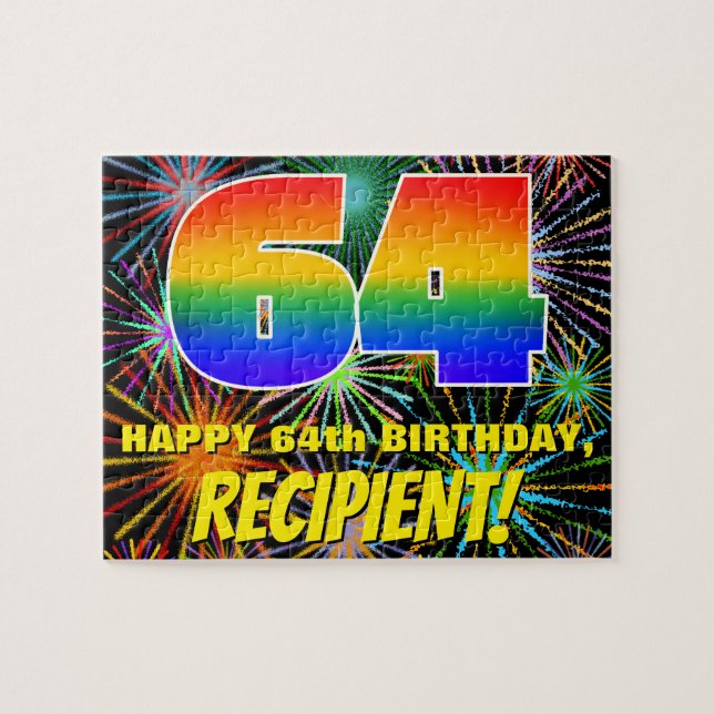 Puzzle 64e anniversaire : Feu d'artifice festif amusant e (Horizontal)
