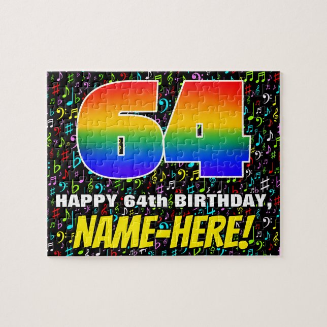 Puzzle 64e anniversaire — Symboles de musique amusants et (Horizontal)