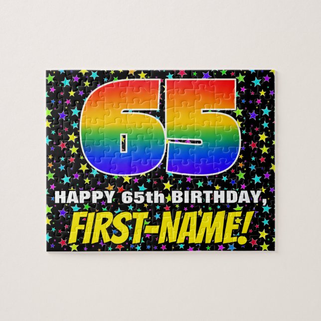 Puzzle 65e anniversaire — Amusant, Motif de terrain étoil (Horizontal)