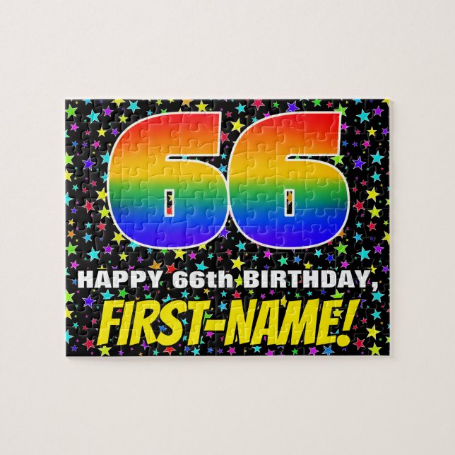 Puzzle 66e anniversaire — Amusant, Motif de terrain étoil (Horizontal)
