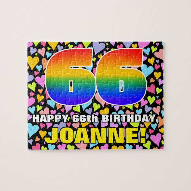 Puzzle 66e anniversaire — Formes de coeur amusantes et ai (Horizontal)