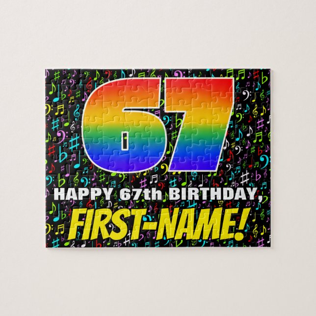 Puzzle 67e anniversaire — Symboles de musique amusante et (Horizontal)