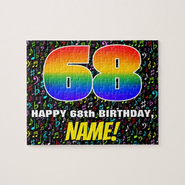 Puzzle 68e anniversaire — Symboles de musique amusants et (Horizontal)