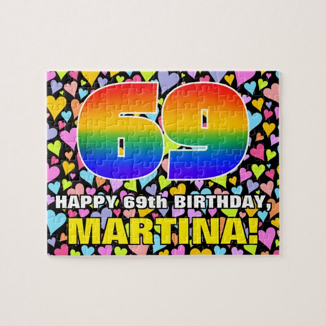 Puzzle 69e anniversaire — Formes de coeur amusantes et ai (Horizontal)