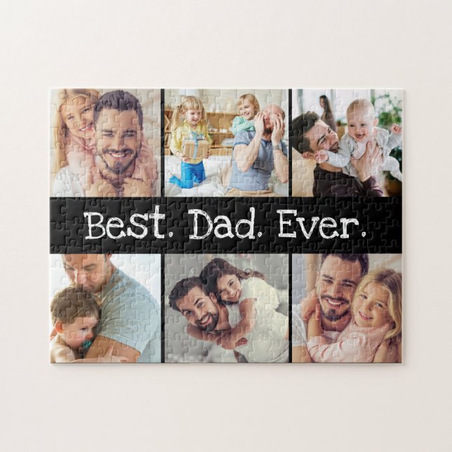 Puzzle 6 Photo Fun Best Papa Ever Collage noir et blanc (Horizontal)