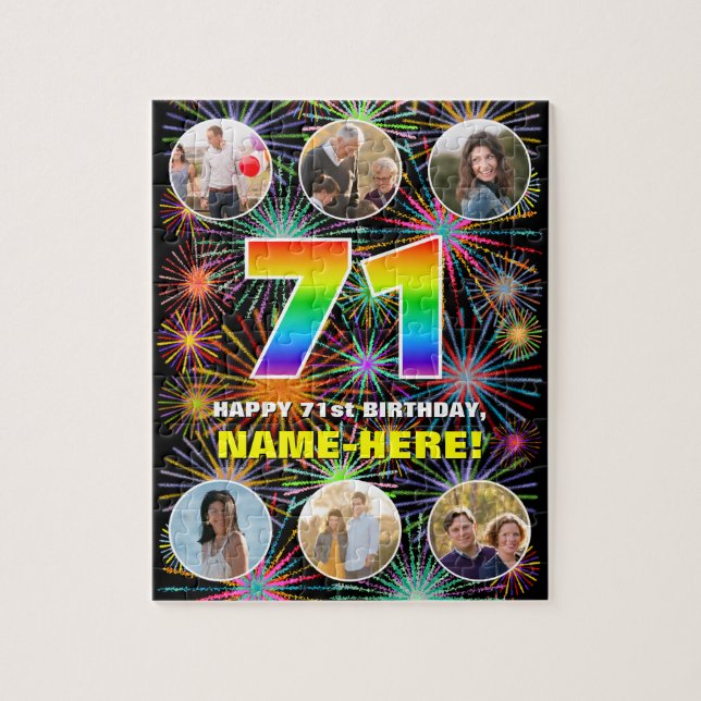 Puzzle 71e anniversaire : Arc en ciel amusant #, Nom pers (Vertical)