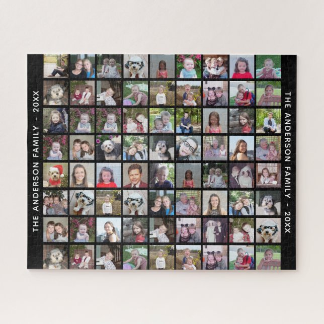 Puzzle 72 Carré Photo Collage Grille avec texte - noir (Horizontal)