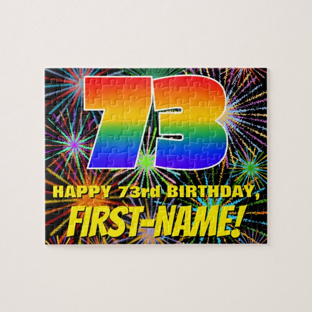 Puzzle 73e anniversaire : Feu d'artifice festif amusant e (Horizontal)