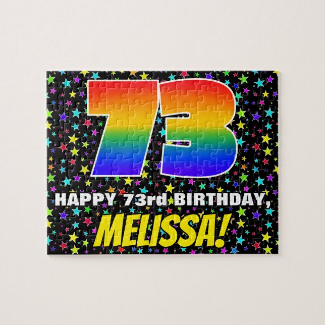 Puzzle 73e anniversaire — Motif de terrain amusant et col (Horizontal)