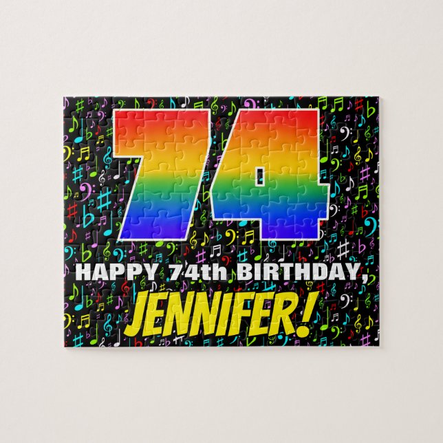 Puzzle 74e anniversaire — Symboles de musique amusants et (Horizontal)