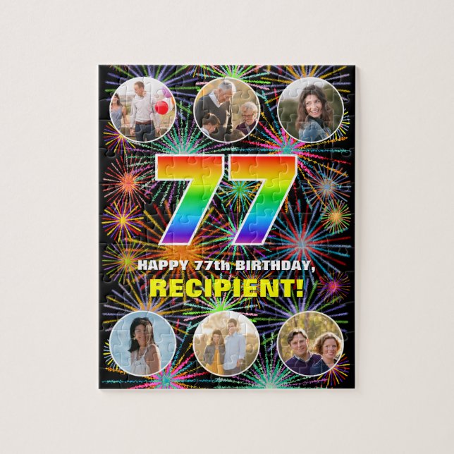 Puzzle 77e anniversaire : Arc en ciel amusant #, Nom pers (Vertical)