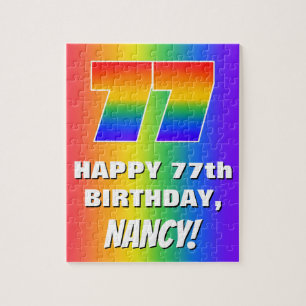 Puzzle 77e anniversaire : coloré, amusant Motif arc-en-ci