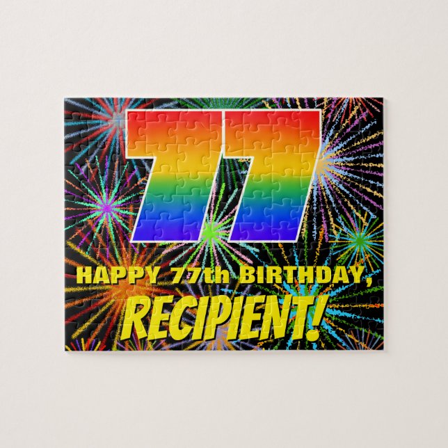 Puzzle 77e anniversaire : Feu d'artifice festif amusant e (Horizontal)