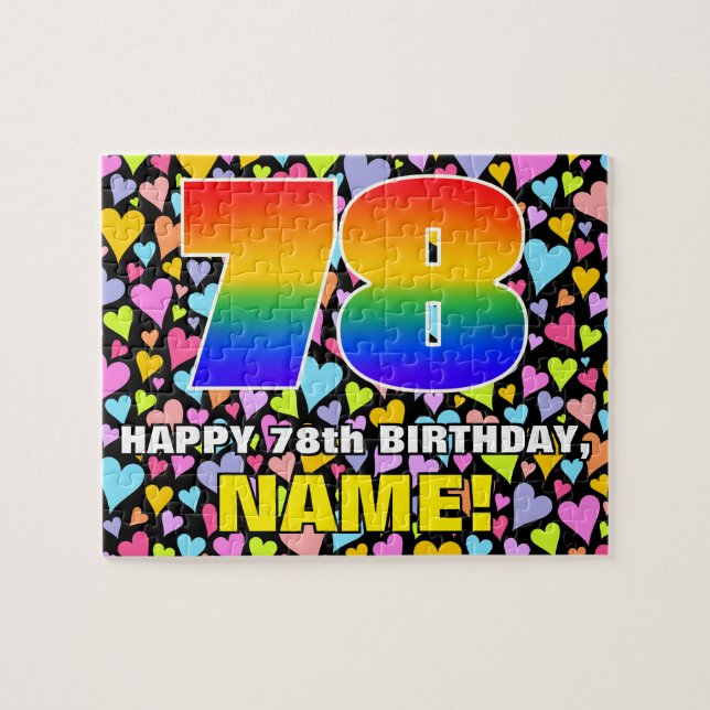 Puzzle 78e anniversaire — Formes de coeur amusantes et ai (Horizontal)