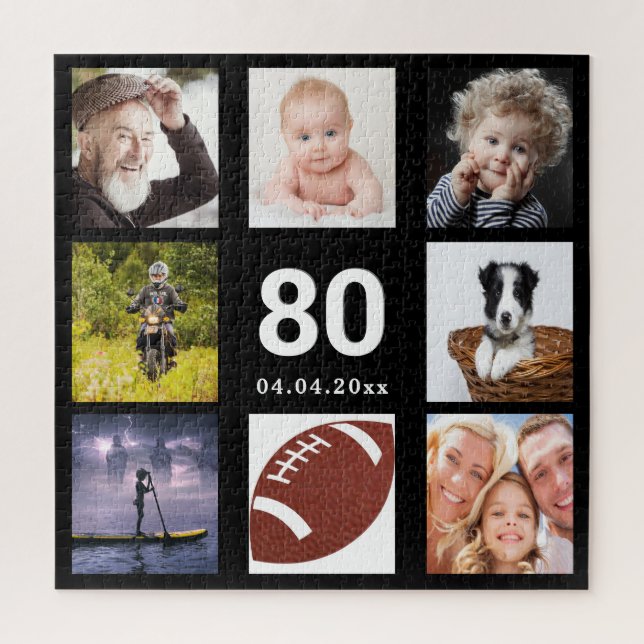 Puzzle 80e anniversaire 80 photo collage homme homme noir (Vertical)