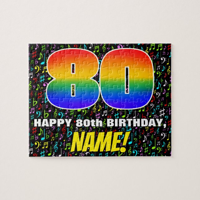 Puzzle 80e anniversaire — Symboles de musique amusants et (Horizontal)