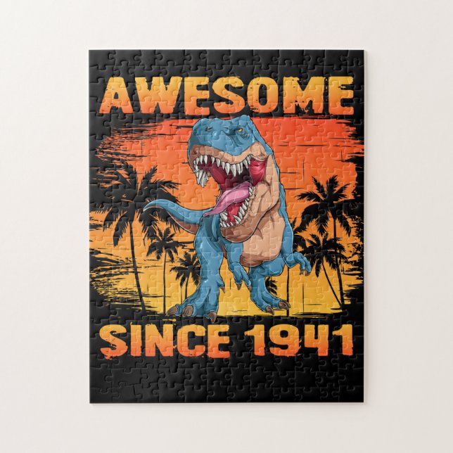 Puzzle 80e Birthday Dinosaur 80 Year Old (Vertical)
