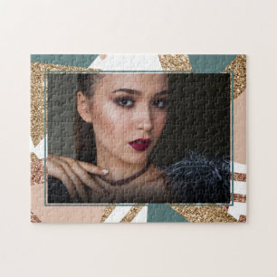 Puzzle 80s rétro Abstrait   Photo les années 70 verte et 