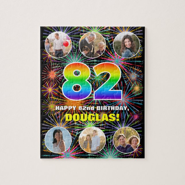 Puzzle 82e anniversaire : Arc en ciel amusant #, Nom pers (Vertical)
