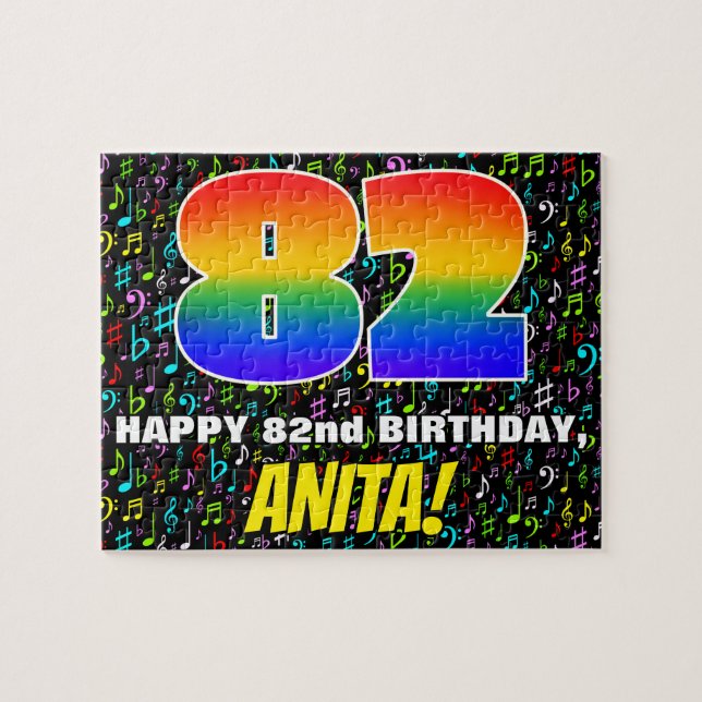 Puzzle 82e anniversaire — Symboles de musique amusants et (Horizontal)
