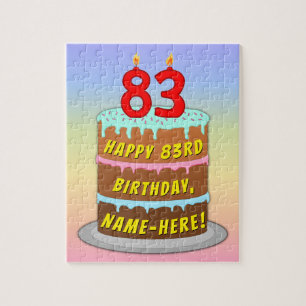 Puzzle 83e anniversaire : Fun Cake and Candles + Nom pers