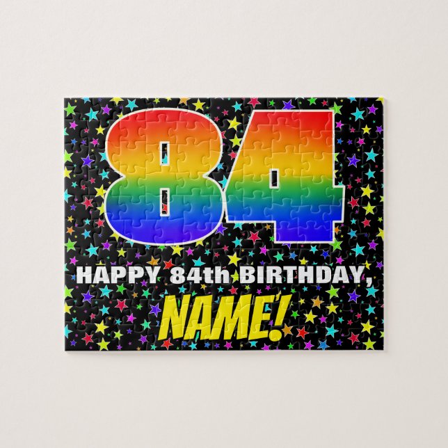 Puzzle 84e anniversaire — Amusant, Motif de terrain étoil (Horizontal)