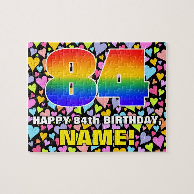 Puzzle 84e anniversaire — Formes de coeur amusantes et ai (Horizontal)